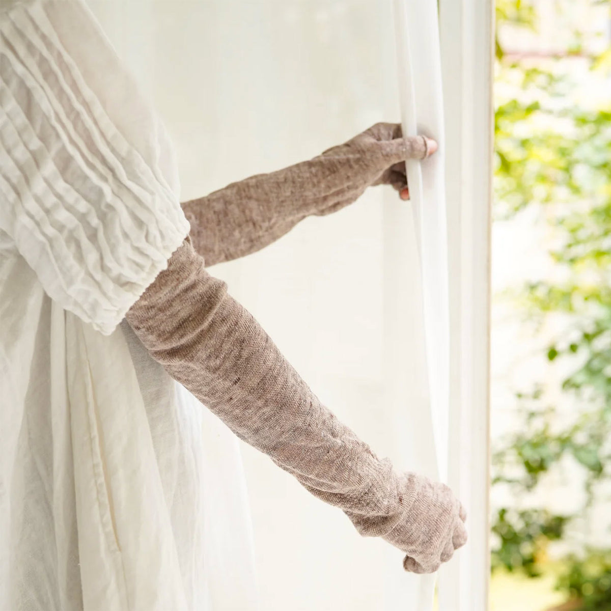 Long Fingerless Gloves - 100% Linen