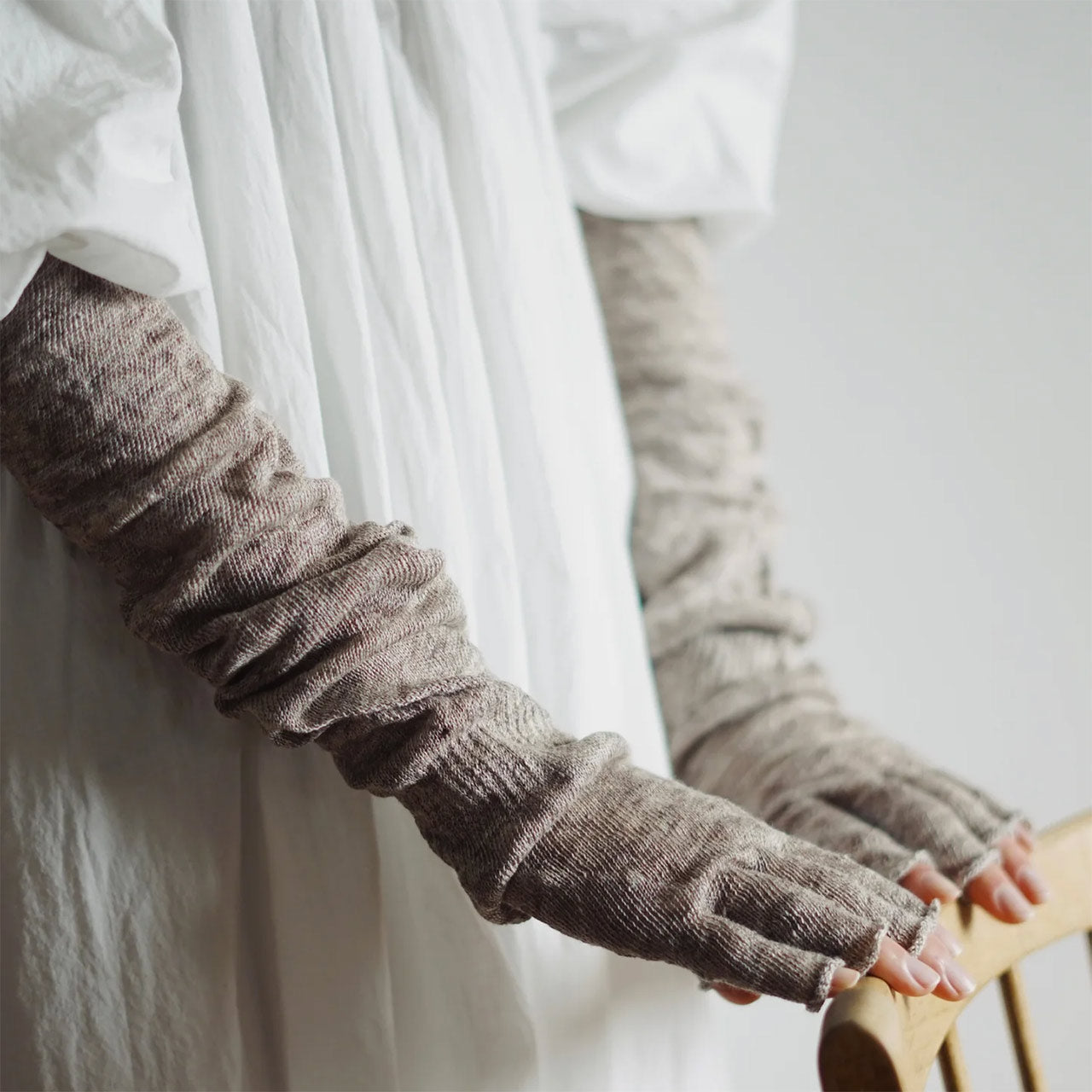 Long Fingerless Gloves - 100% Linen