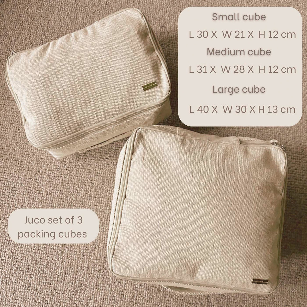 Cotton/Jute Knitwear Storage Cubes - 3 Pack (S/M/L)