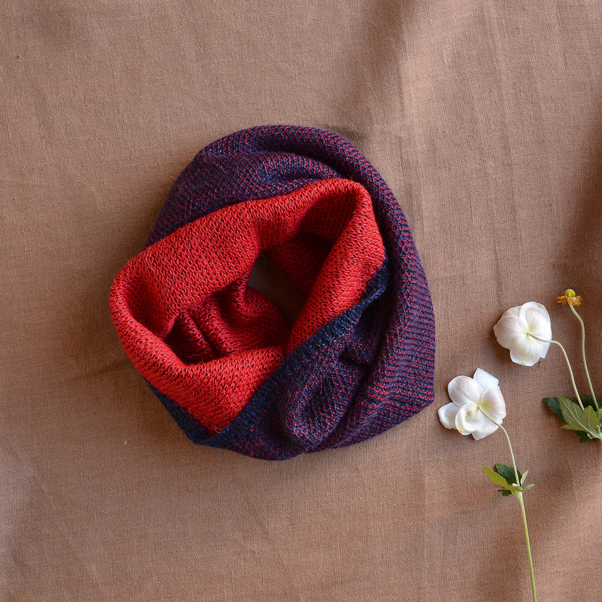 Reversible Double Knit Loop Scarf in Baby Alpaca (Adults)