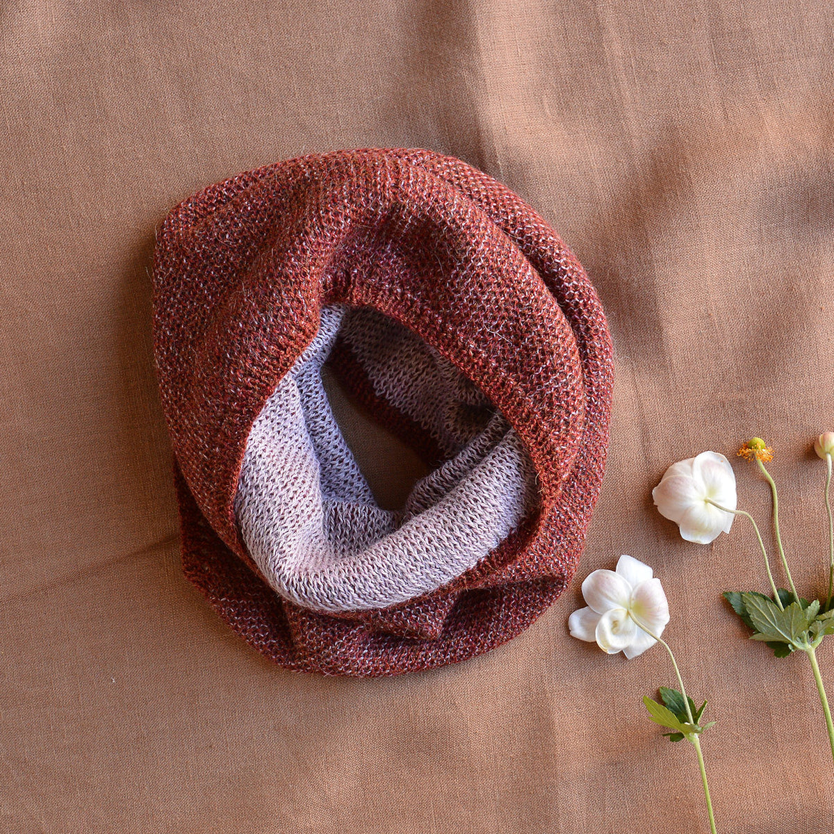 Reversible Double Knit Loop Scarf in Baby Alpaca (Adults)