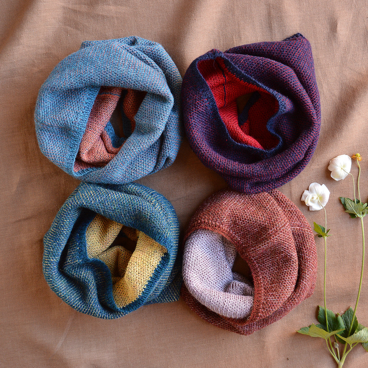 Reversible Double Knit Loop Scarf in Baby Alpaca (Adults)