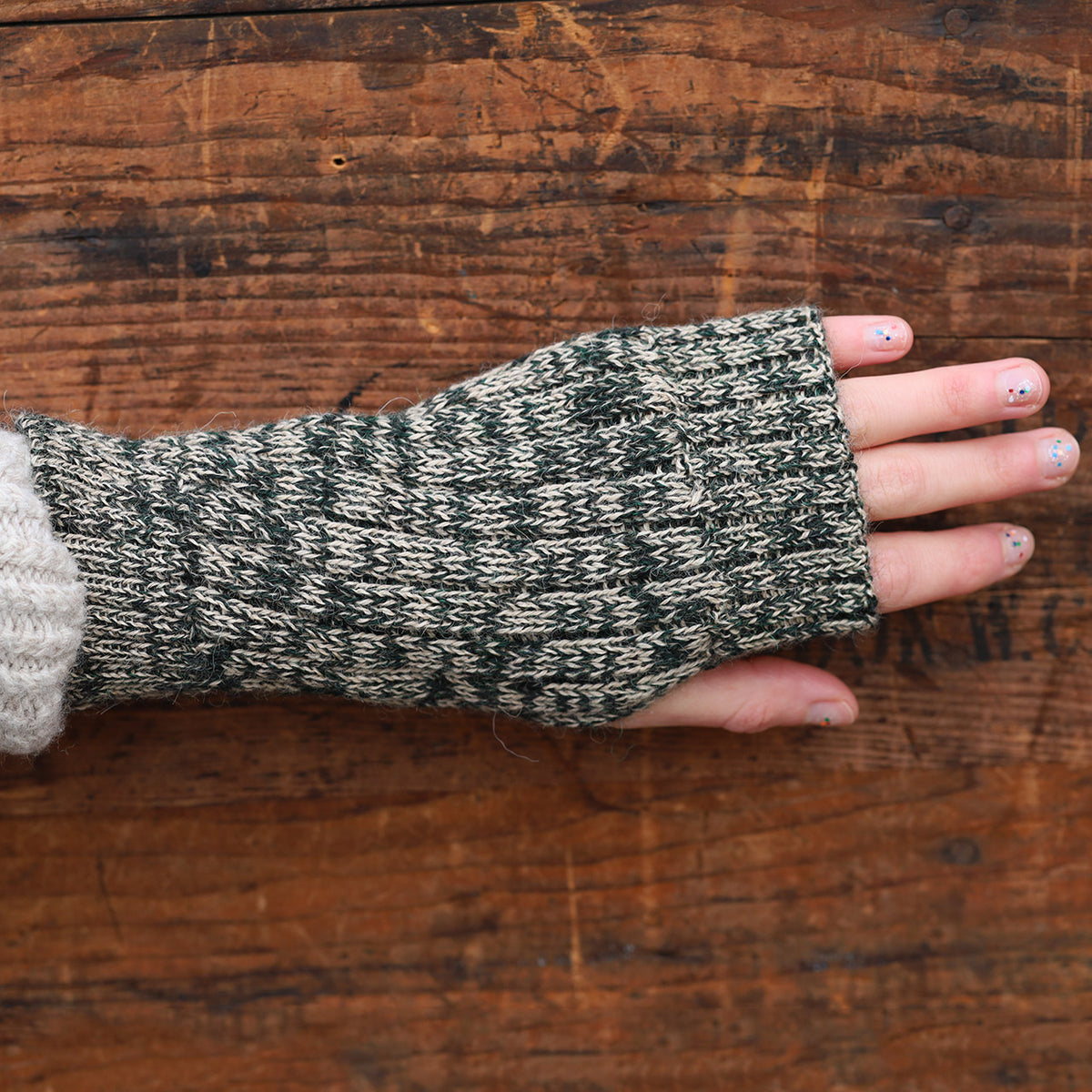 Fingerless Mits - 100% Baby Alpaca - Two Tone Melange (Youth-Adult)