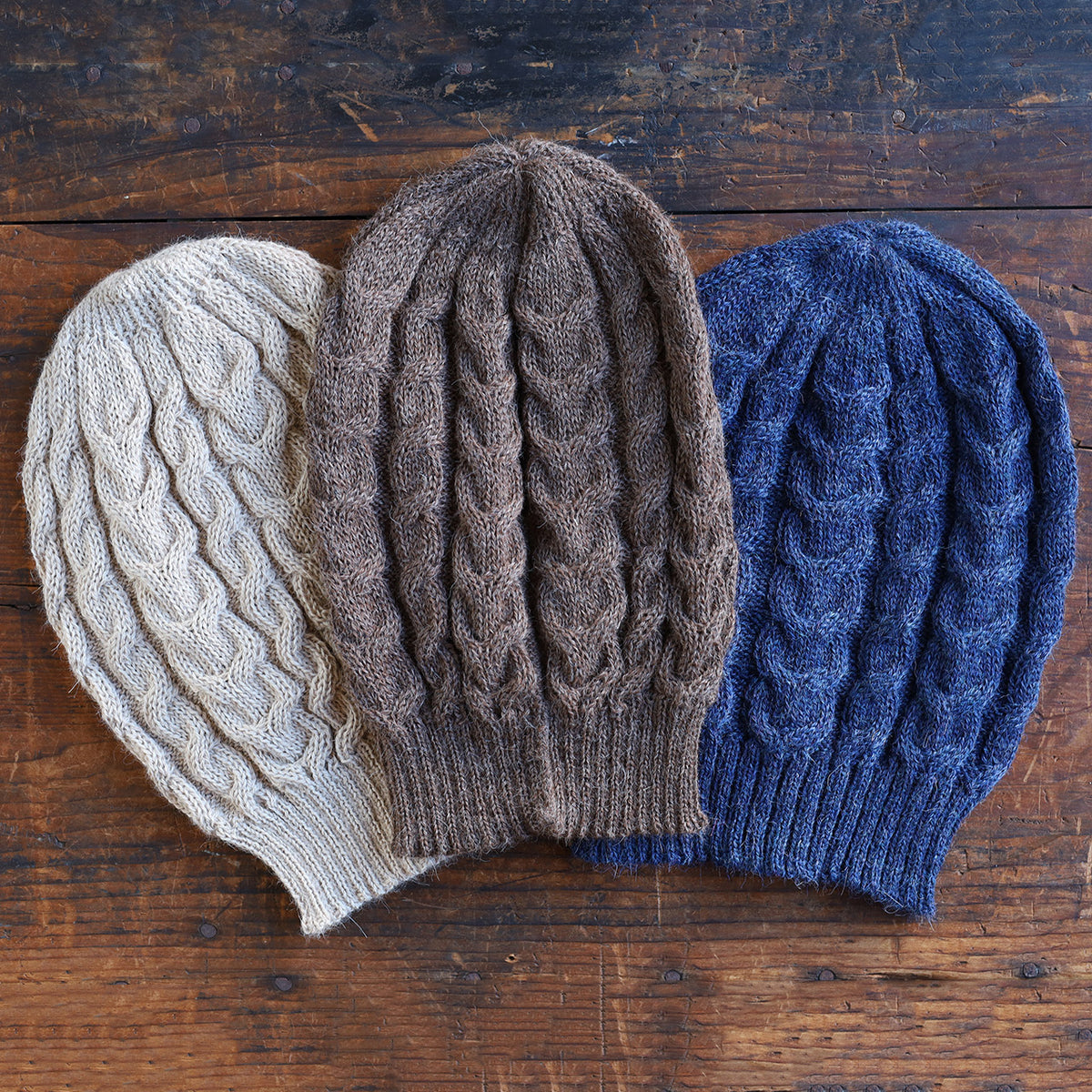 Helle Cable Knit Beanie - 100% Baby Alpaca (Adults)