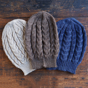 Helle Cable Knit Beanie - 100% Baby Alpaca (Adults)