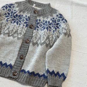 Islandia Cardigan in Baby Alpaca - Grey/Navy (6m-4y)