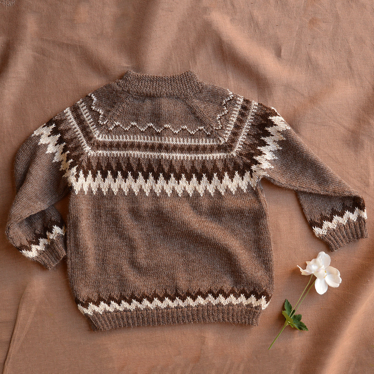 Islandia Fair Isle Sweater - 100% Baby Alpaca - Zig Zag (3-6y)