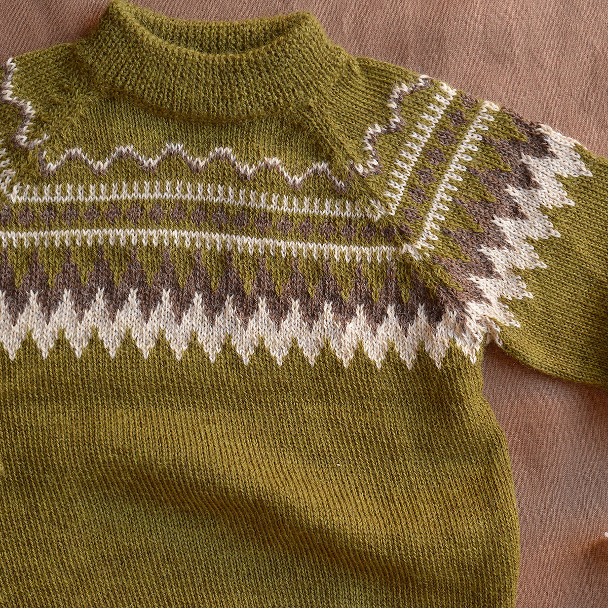 Islandia Fair Isle Sweater - 100% Baby Alpaca - Zig Zag (3-6y)
