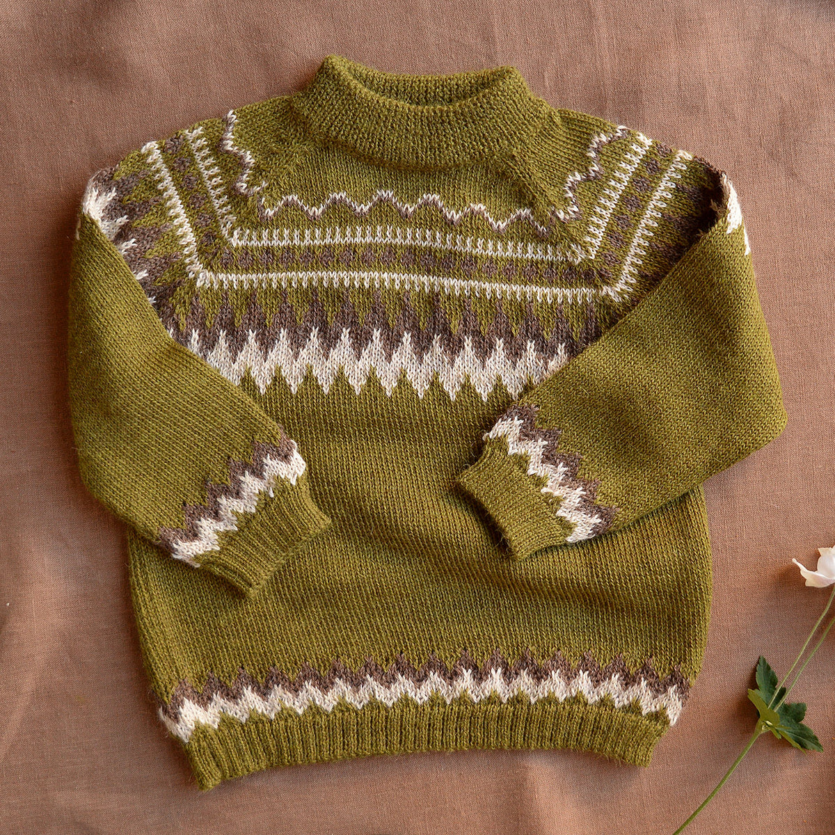 Islandia Fair Isle Sweater - 100% Baby Alpaca - Zig Zag (3-6y)