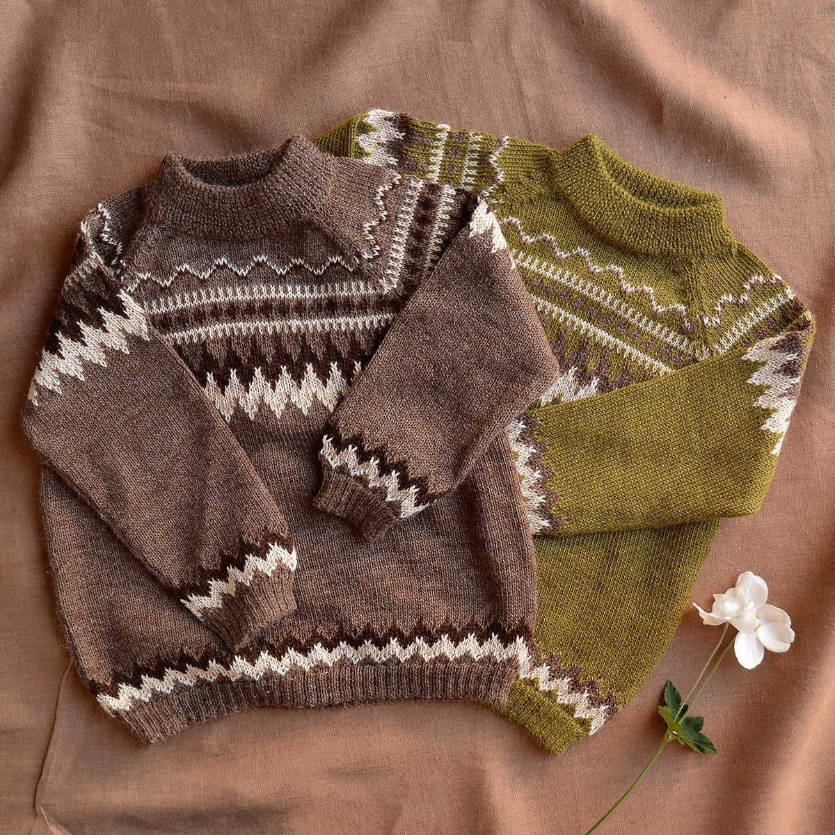 Islandia Fair Isle Sweater - 100% Baby Alpaca - Zig Zag (3-6y)