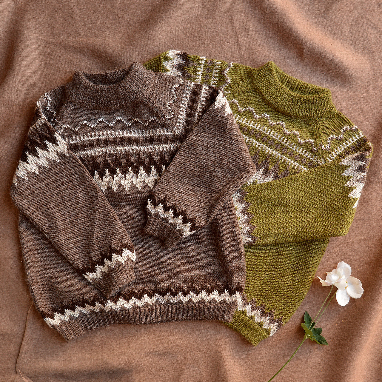 Islandia Fair Isle Sweater - 100% Baby Alpaca - Zig Zag (2-6y)