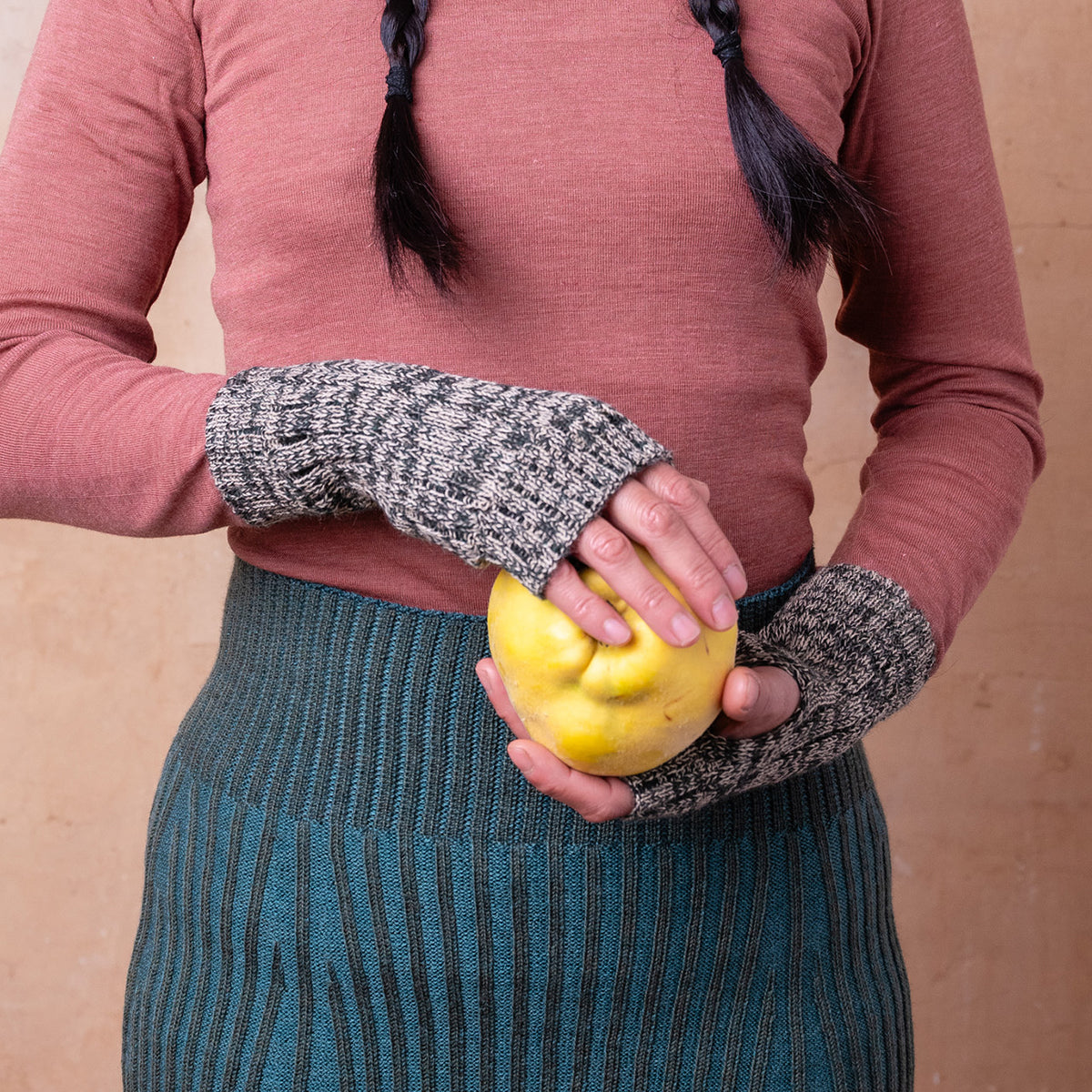 Fingerless Mits - 100% Baby Alpaca - Two Tone Melange (Youth-Adult)