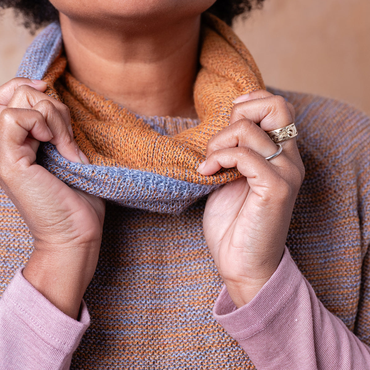 Reversible Double Knit Loop Scarf in Baby Alpaca (Adults)