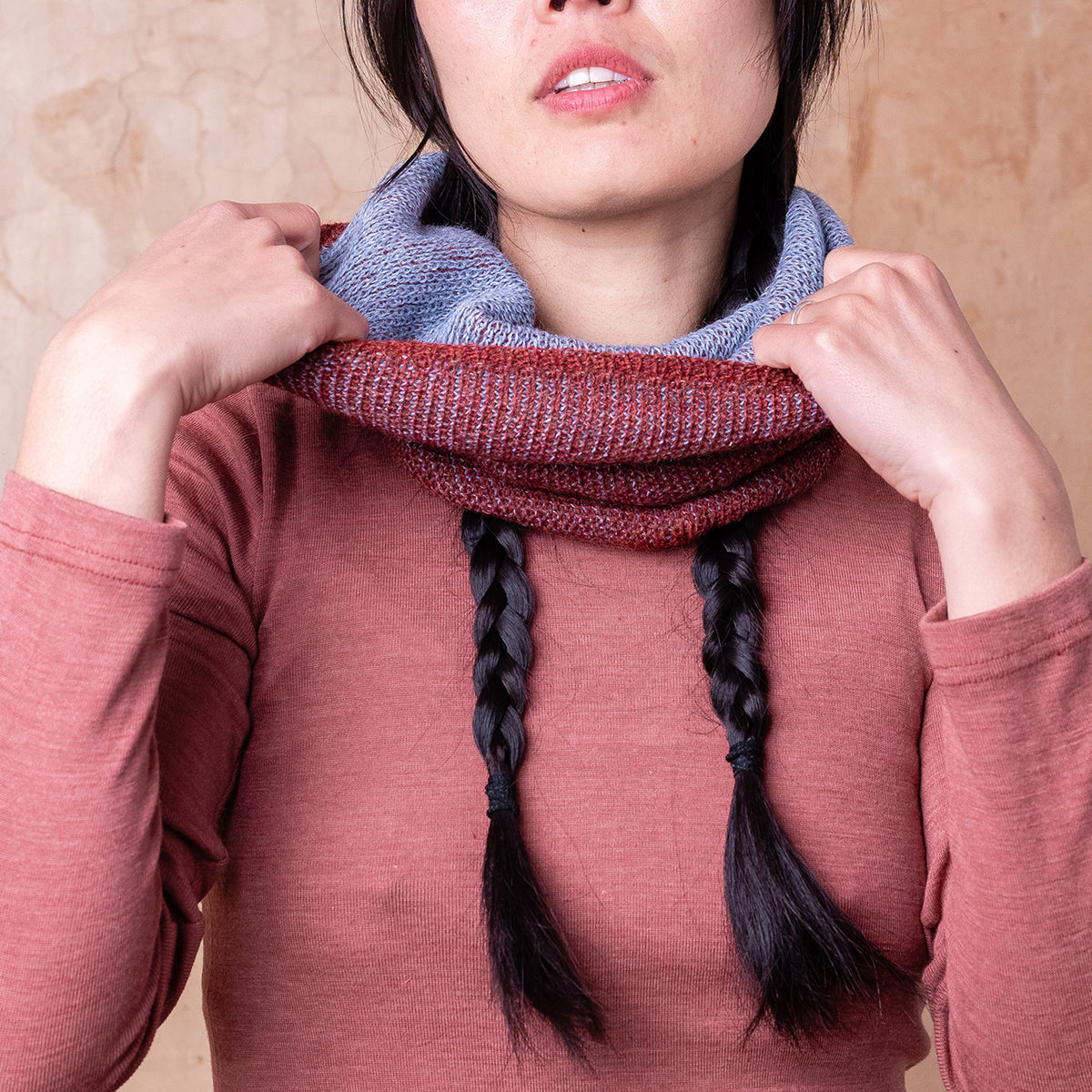 Reversible Double Knit Loop Scarf in Baby Alpaca (Adults)