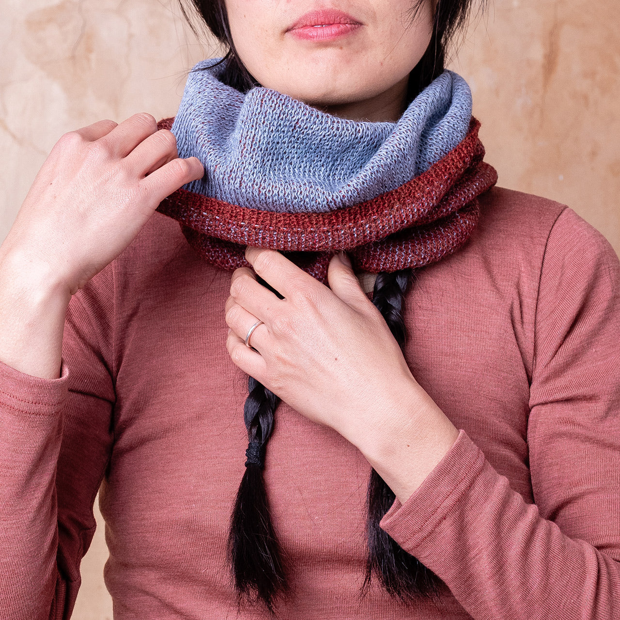 Reversible Double Knit Loop Scarf in Baby Alpaca (Adults)