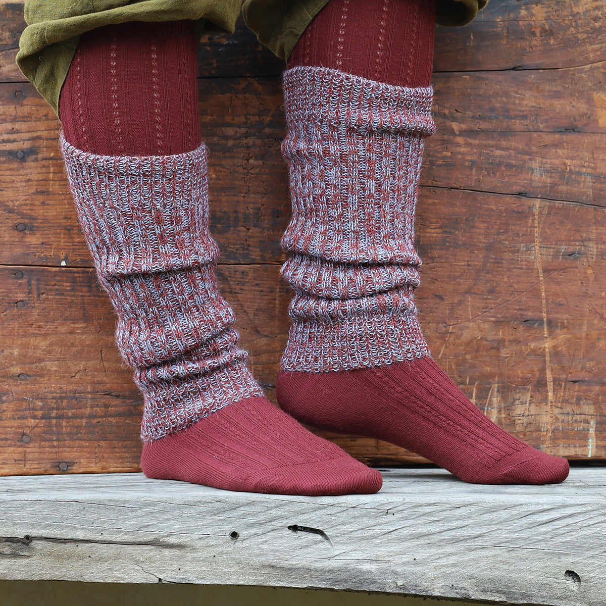 Ribbed Legwarmers - 100% Baby Alpaca - Two Tone Melange (Youth-Adult)