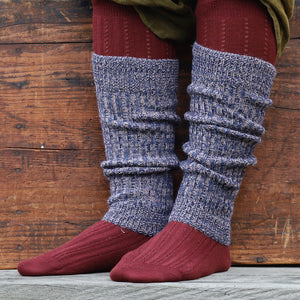 Ribbed Legwarmers - 100% Baby Alpaca - Two Tone Melange (Youth-Adult)