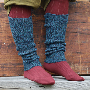 Ribbed Legwarmers - 100% Baby Alpaca - Two Tone Melange (Youth-Adult)