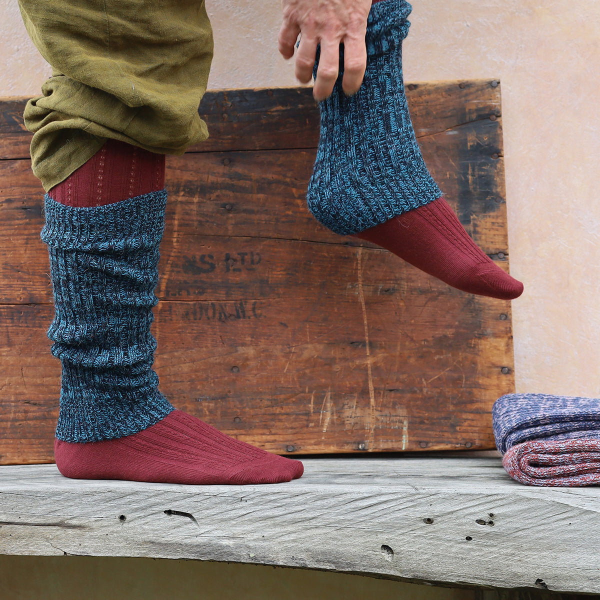 Ribbed Legwarmers - 100% Baby Alpaca - Two Tone Melange (Youth-Adult)