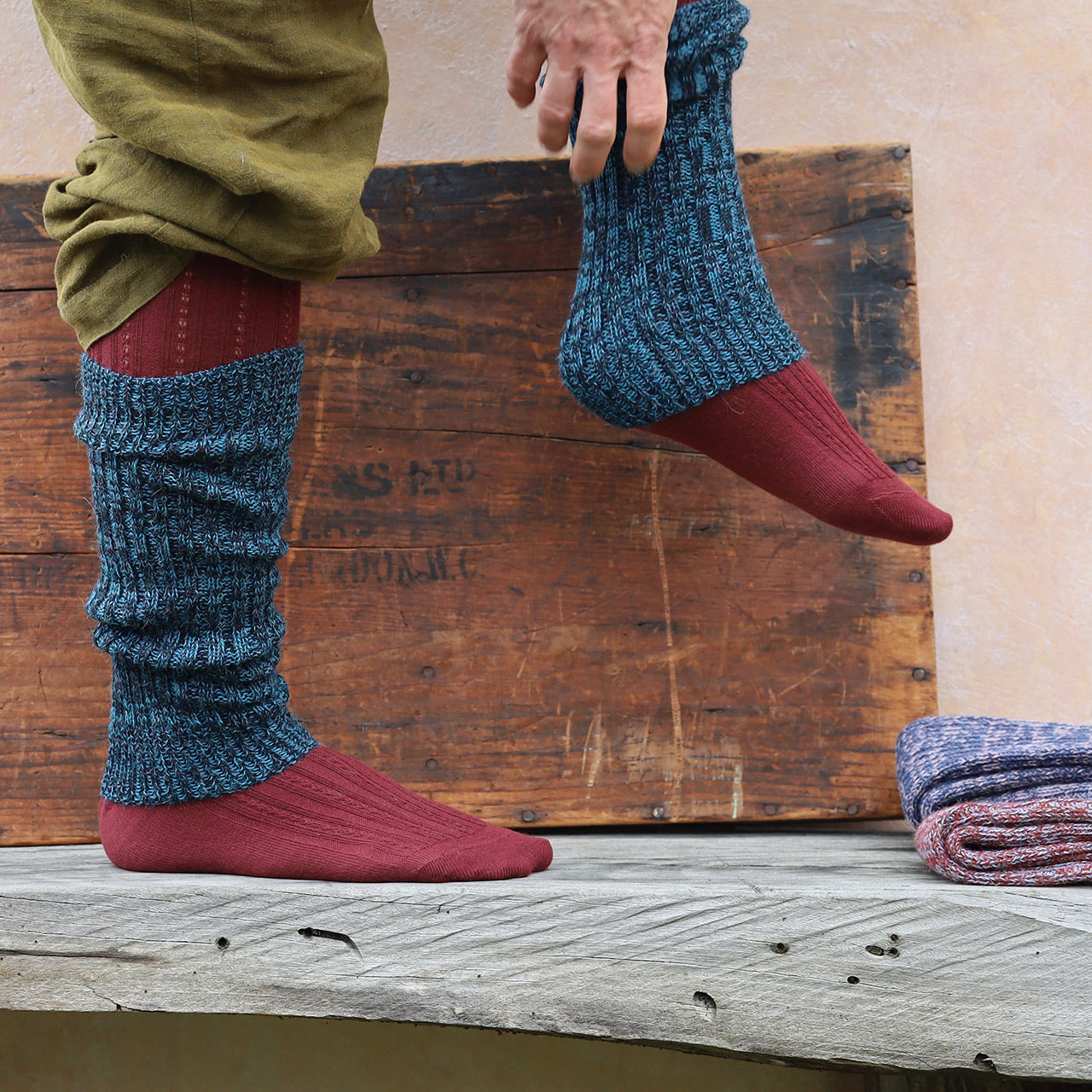 Ribbed Legwarmers - 100% Baby Alpaca - Two Tone Melange (Youth-Adult)
