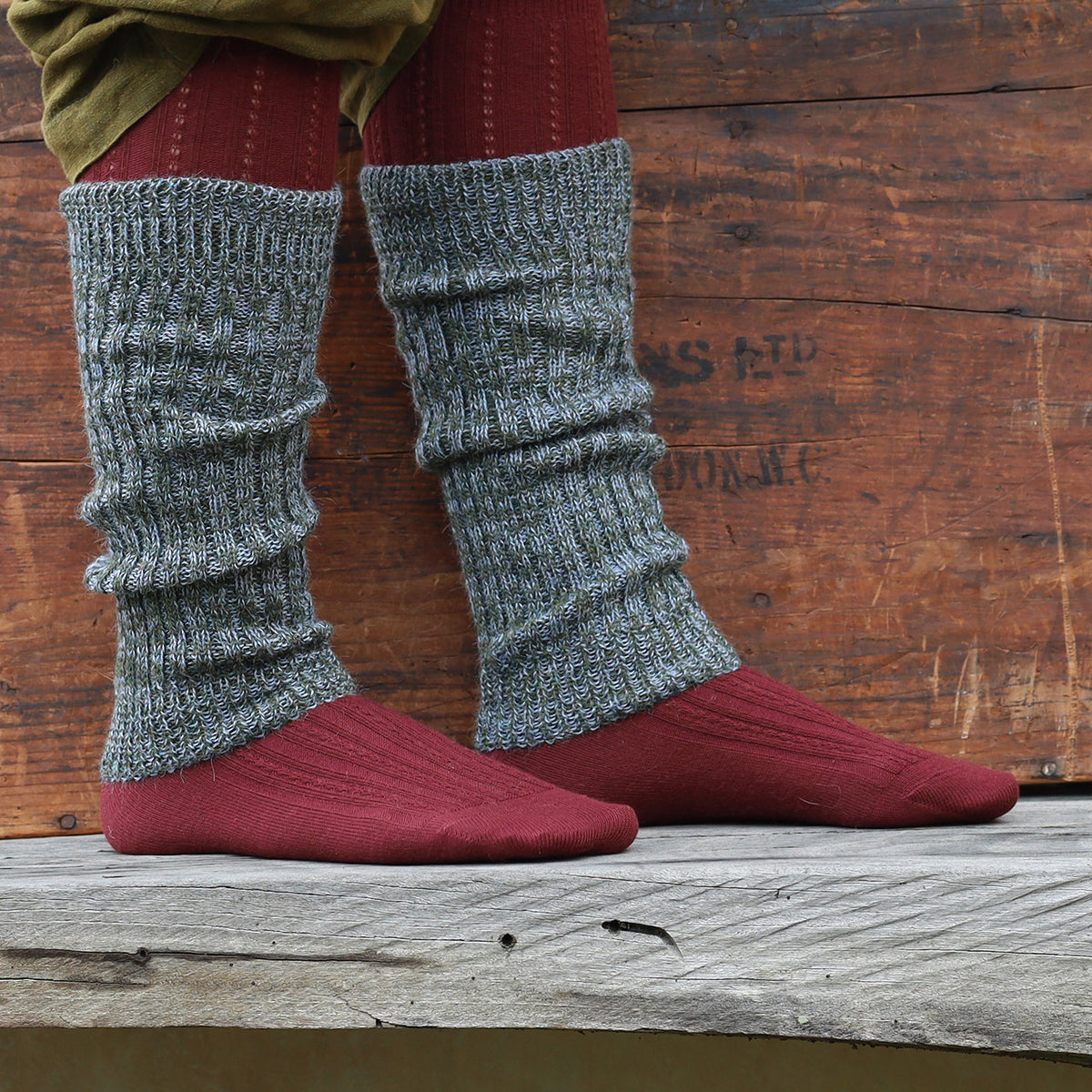 Ribbed Legwarmers - 100% Baby Alpaca - Two Tone Melange (Youth-Adult)