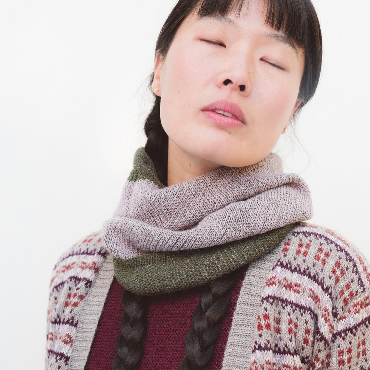 Reversible Double Knit Loop Scarf in Baby Alpaca (Adults)