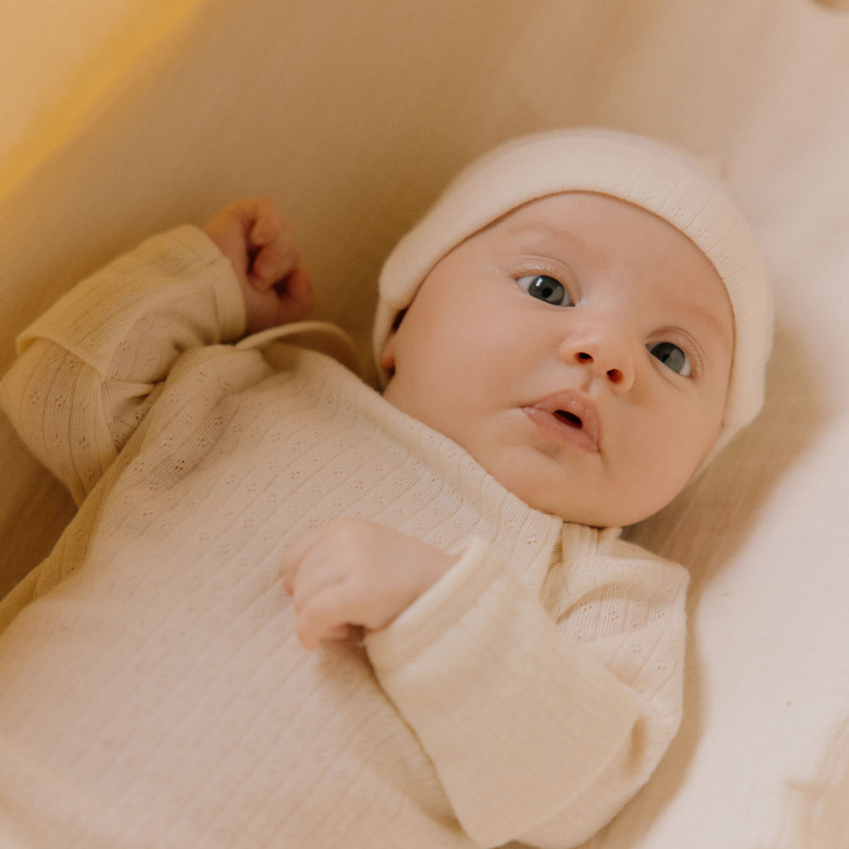 Baby Body Long Sleeve 100% Merino - Pointelle Natural (0-2y)