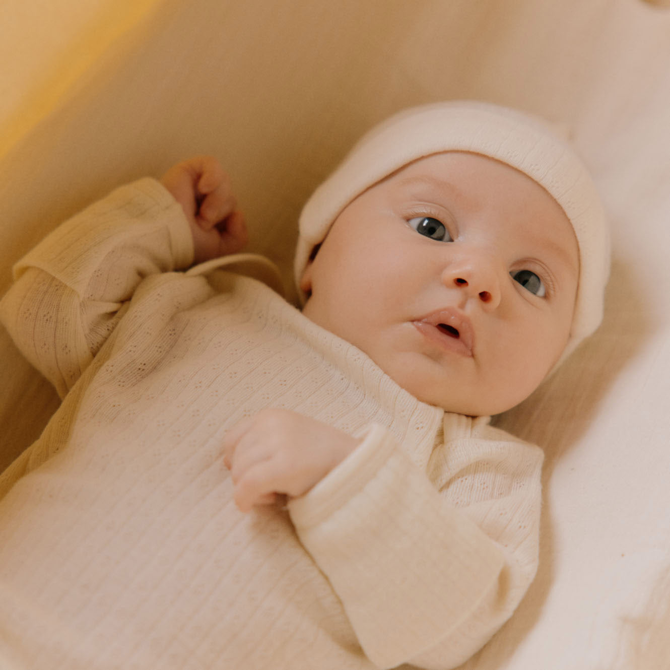 Baby Body Long Sleeve 100% Merino - Pointelle Natural (0-2y)