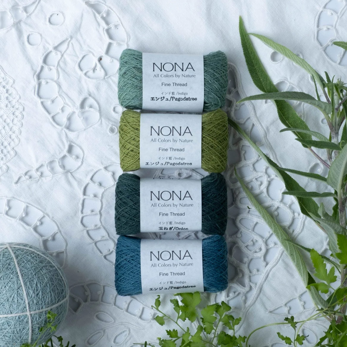 Plant Dyed Embroidery/Mending FINE Thread - 100% Cotton - Garden Collection (Set of 4)