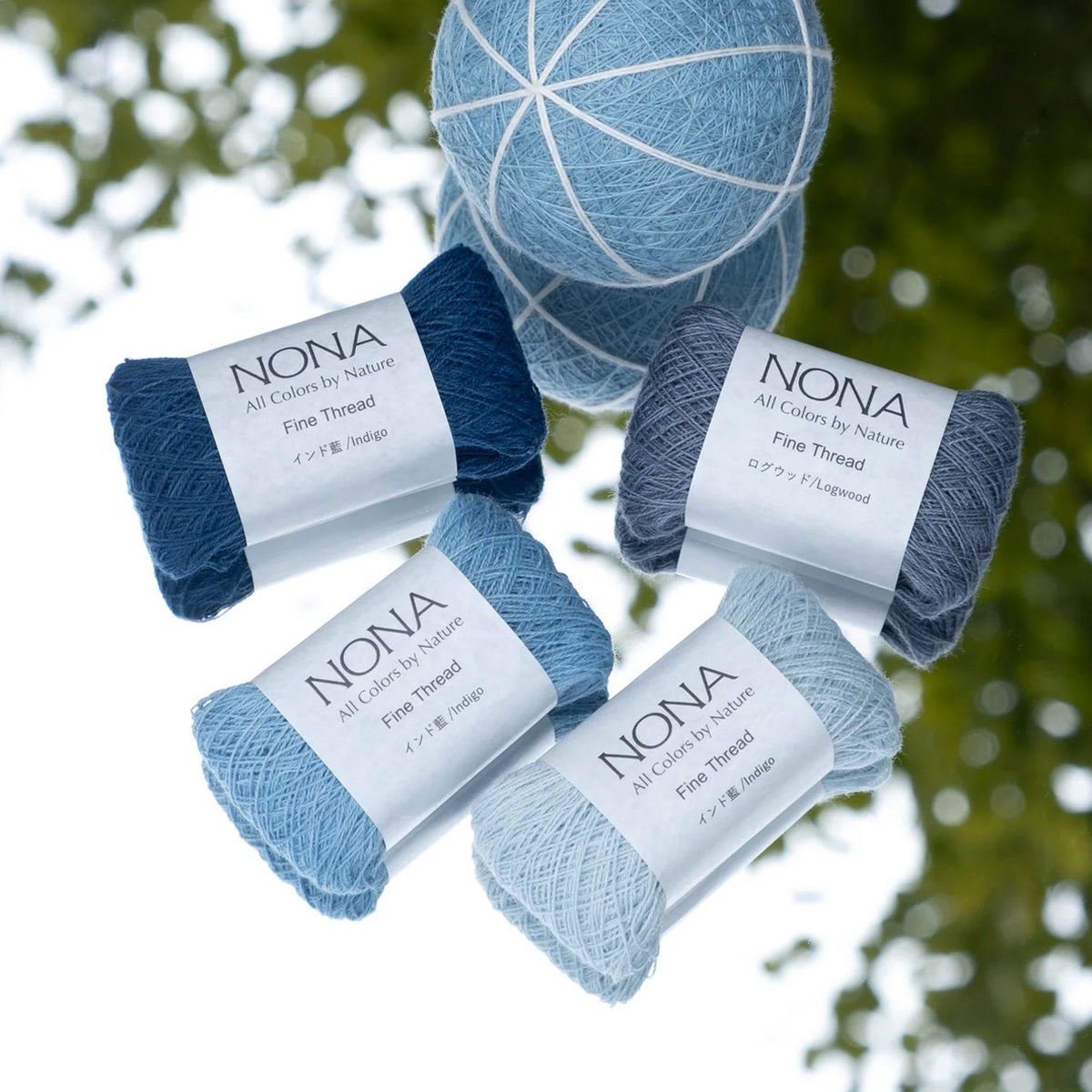 Plant Dyed Embroidery/Mending FINE Thread - 100% Cotton - Sky Collection (Set of 4)