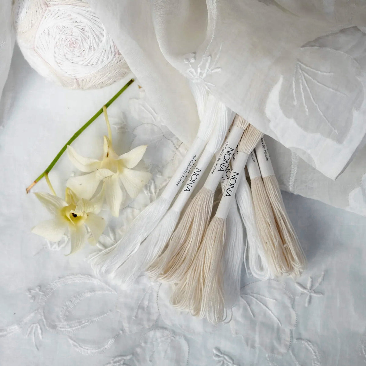 Sashiko Embroidery and Mending Thread - 100% Cotton - Ecru/White (Set of 8)