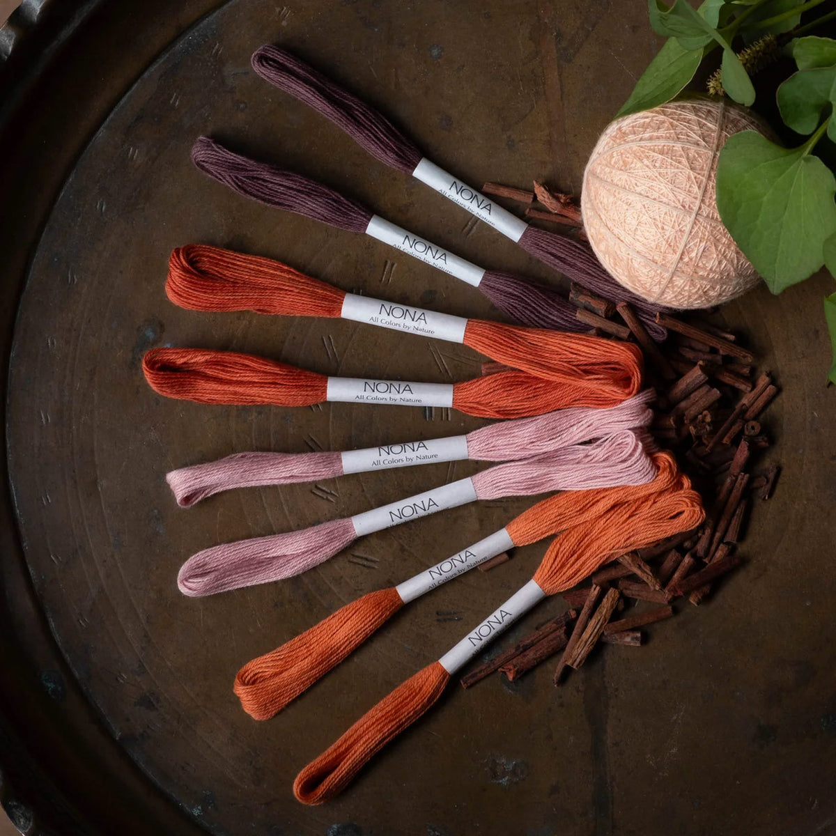 Plant Dyed Sashiko Embroidery and Mending Thread - 100% Cotton - Roots Collection (Set of 8)