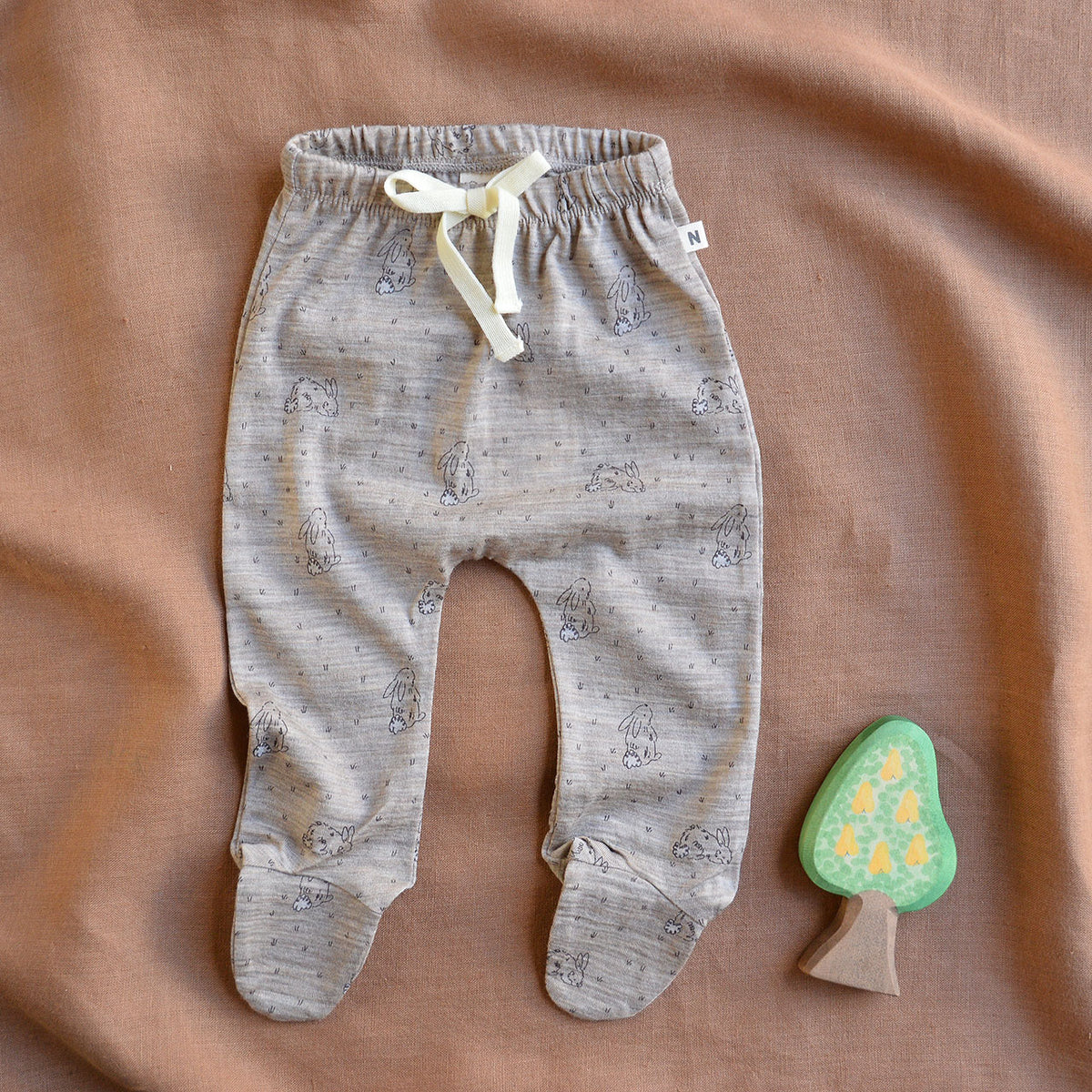Baby Pants with Feet - 100% Organic Merino - Bramble Burrow (0-12m)