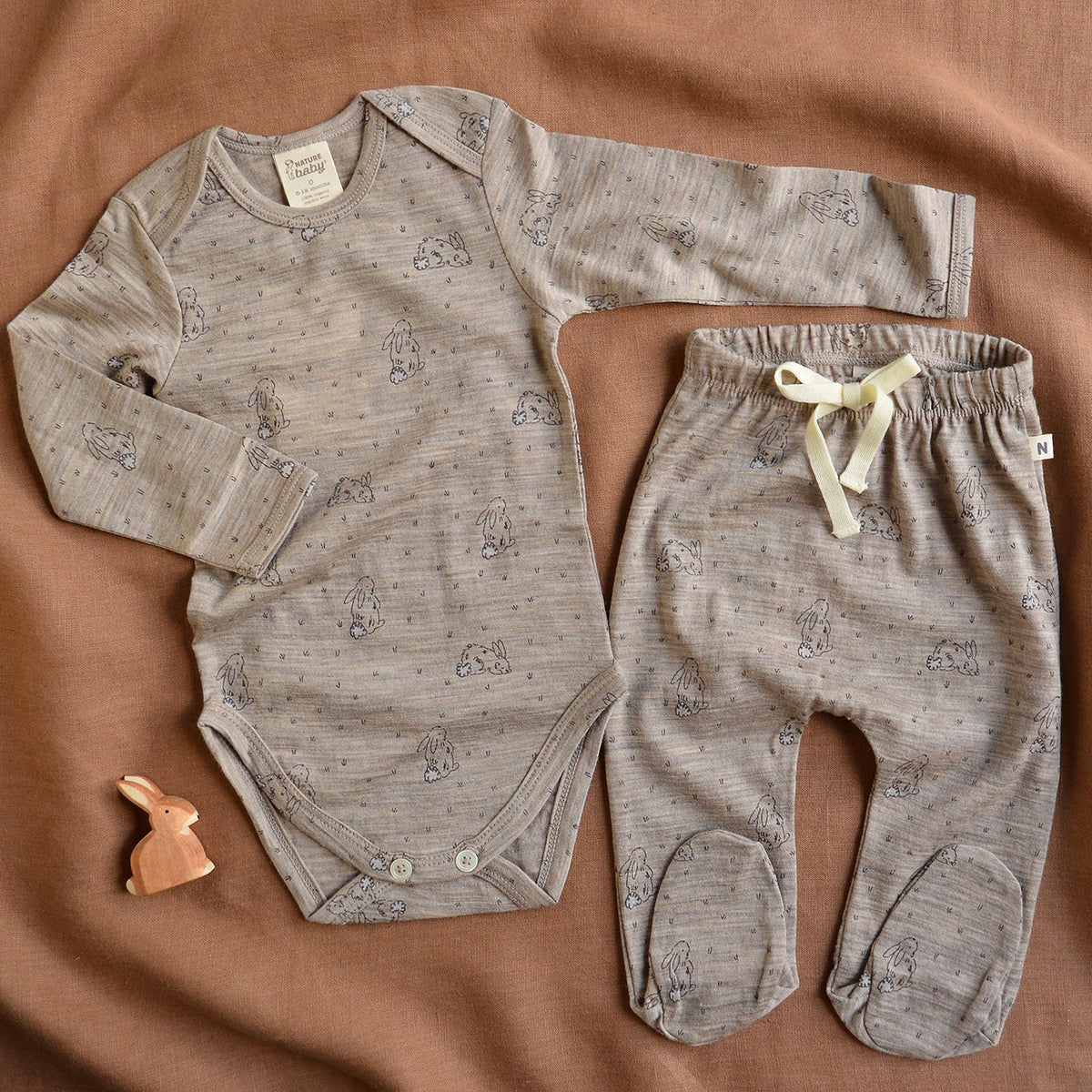 Baby Pants with Feet - 100% Organic Merino - Bramble Burrow (0-12m)