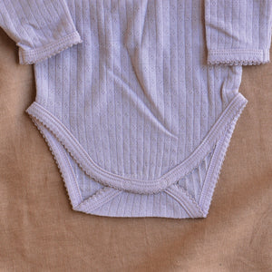 Pointelle Baby Body Longsleeve - 100% Organic Merino (0-2y)