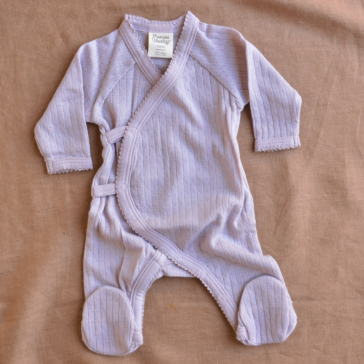 Pointelle Baby Kimono Sleep Suit - 100% Organic Merino (Newborn-6m)