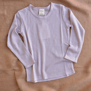 Pointelle Merino Long Sleeve Cloud Top - Lilac (6m-6y)