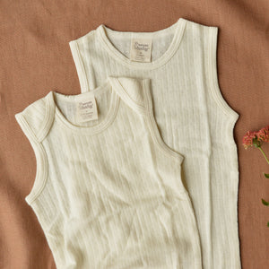 Pointelle Sleeveless Organic Merino Vest - Natural (0-6y)