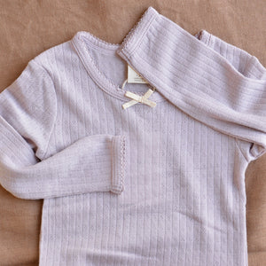 Kids Pointelle PJ Set - 100% Organic Merino - Lilac (1-5y)