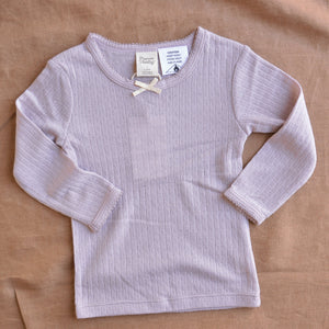 Kids Pointelle PJ Set - 100% Organic Merino - Lilac (1-5y)