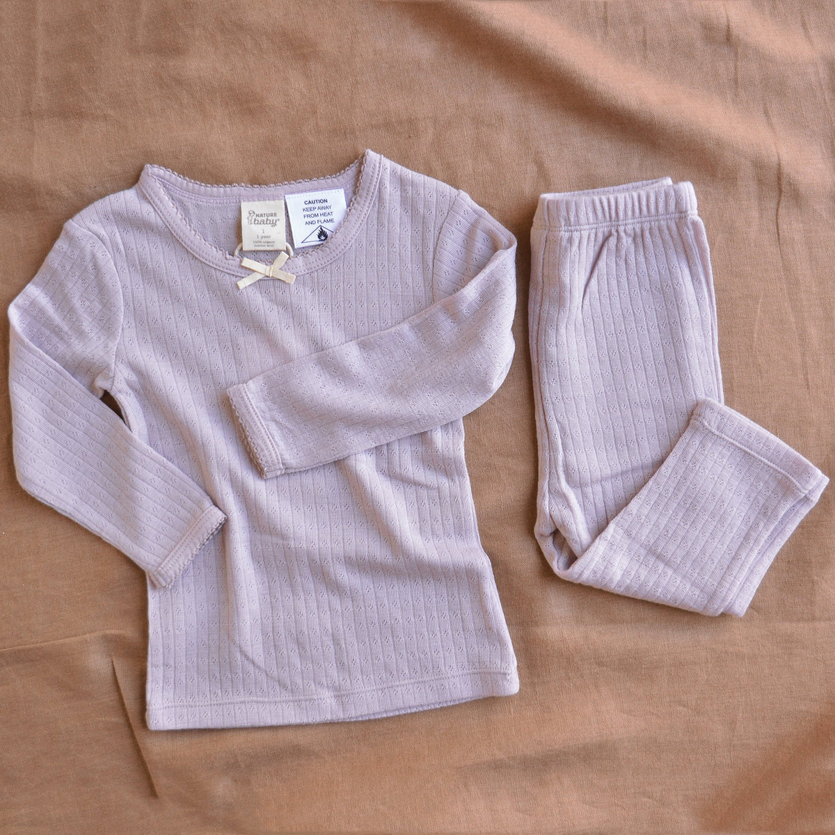 Child’s PJ Set - 100% Organic Merino - Lilac Pointelle (1-5y)