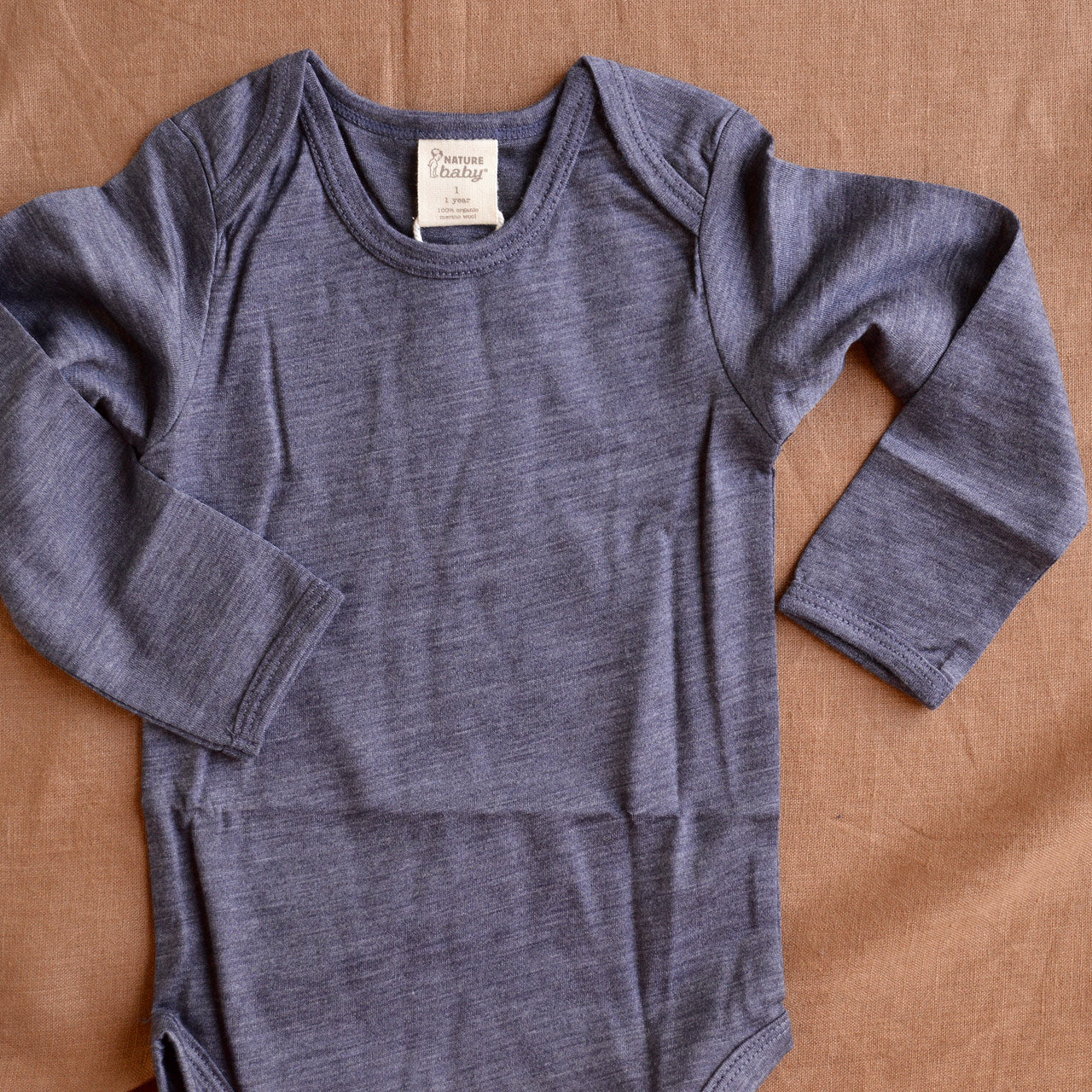 Baby Body Long Sleeve - 100% Organic Merino - Mulberry Marl (0-12m)