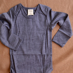Baby Body Long Sleeve - 100% Organic Merino - Mulberry Marl (0-12m)