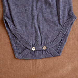 Baby Body Long Sleeve - 100% Organic Merino - Mulberry Marl (0-12m)