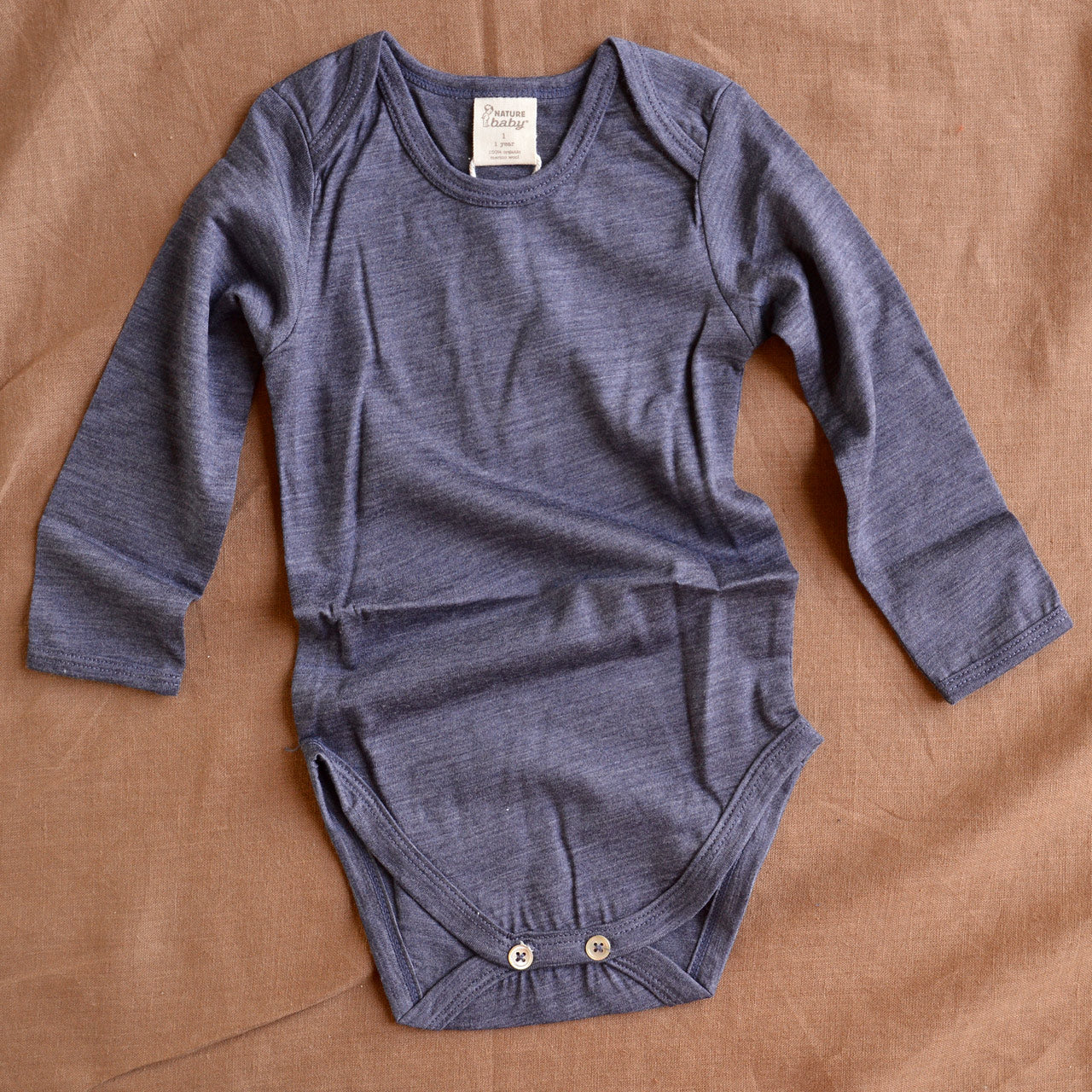 Baby Body Long Sleeve - 100% Organic Merino - Mulberry Marl (0-12m)