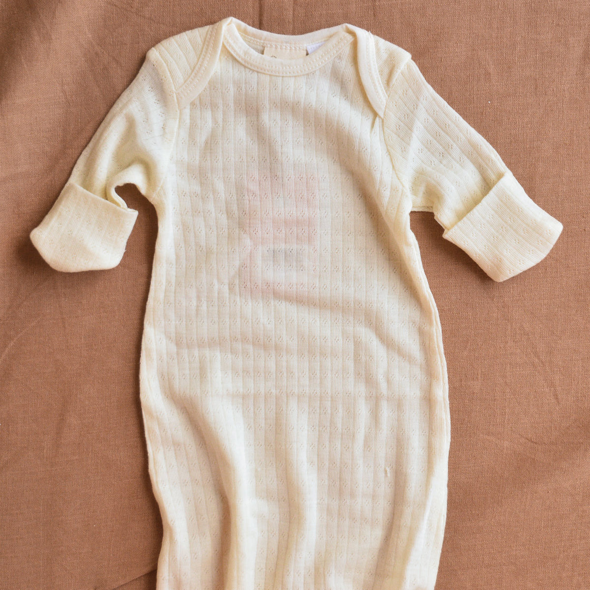 Pointelle Baby Sleep Gown - 100% Organic Merino - Natural (3-6m) *Last One!