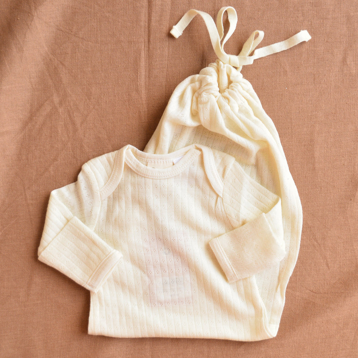 Pointelle Baby Sleep Gown - 100% Organic Merino - Natural (3-6m) *Last One!