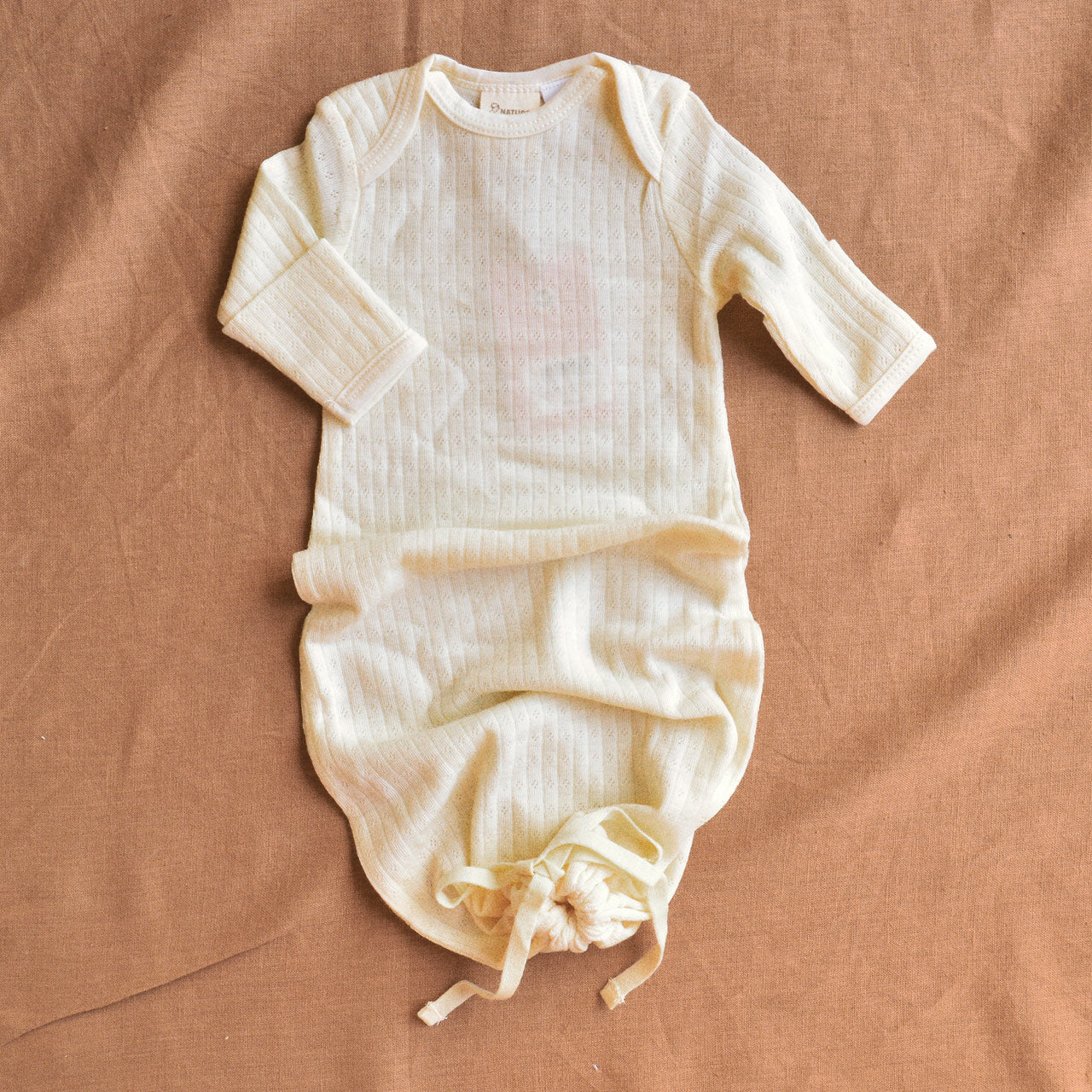 Pointelle Baby Sleep Gown - 100% Organic Merino - Natural (3-6m) *Last One!
