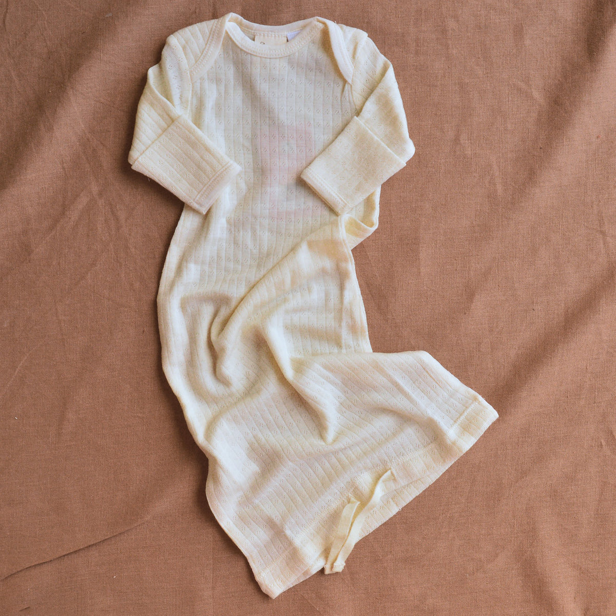 Pointelle Baby Sleep Gown - 100% Organic Merino - Natural (3-6m) *Last One!