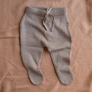Baby Knitted Footed Romper Pants - 100% Organic Merino - Cub Marl (0-6m)